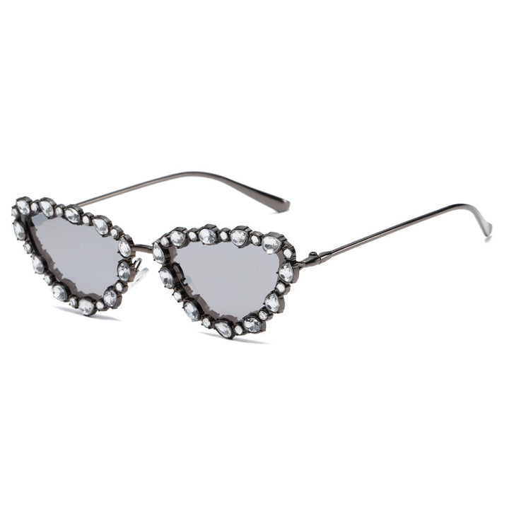 Women's Heart-Shaped Designer Sunglasses with Glamorous Crystal Frame Bowlift