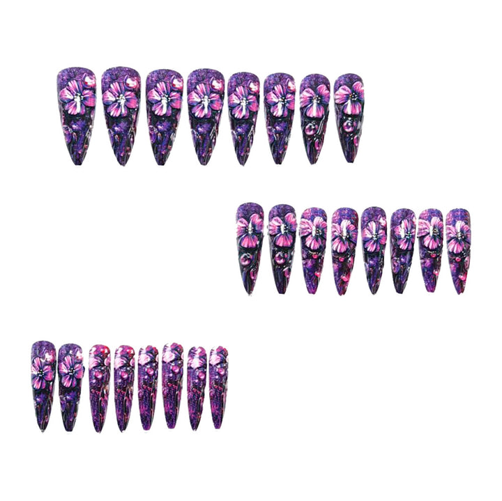 Luxury Flower Design Artificial Nails Bowlift