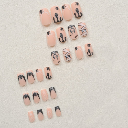 Halloween Artificial Nail Set with Creepy Spider and Web Designs Bowlift