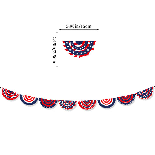Unisex decorative paper fan garland with wavy semicircle pennants and star pattern Bowlift