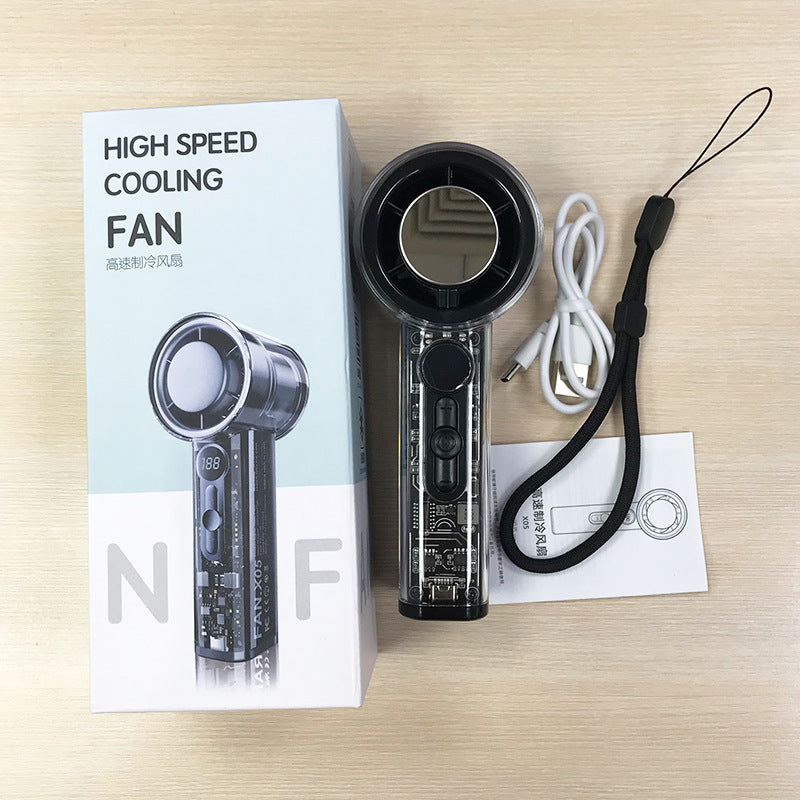 Cooling transparent handheld bladeless high-speed portable USB rechargeable fan Bowlift