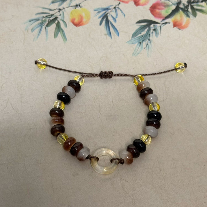 Adjustable Gemstone and Glass Bead Bracelet Bowlift
