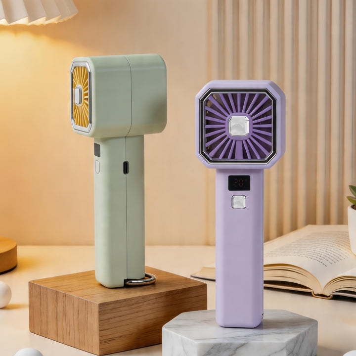 Women portable hand fan with digital speed display Bowlift
