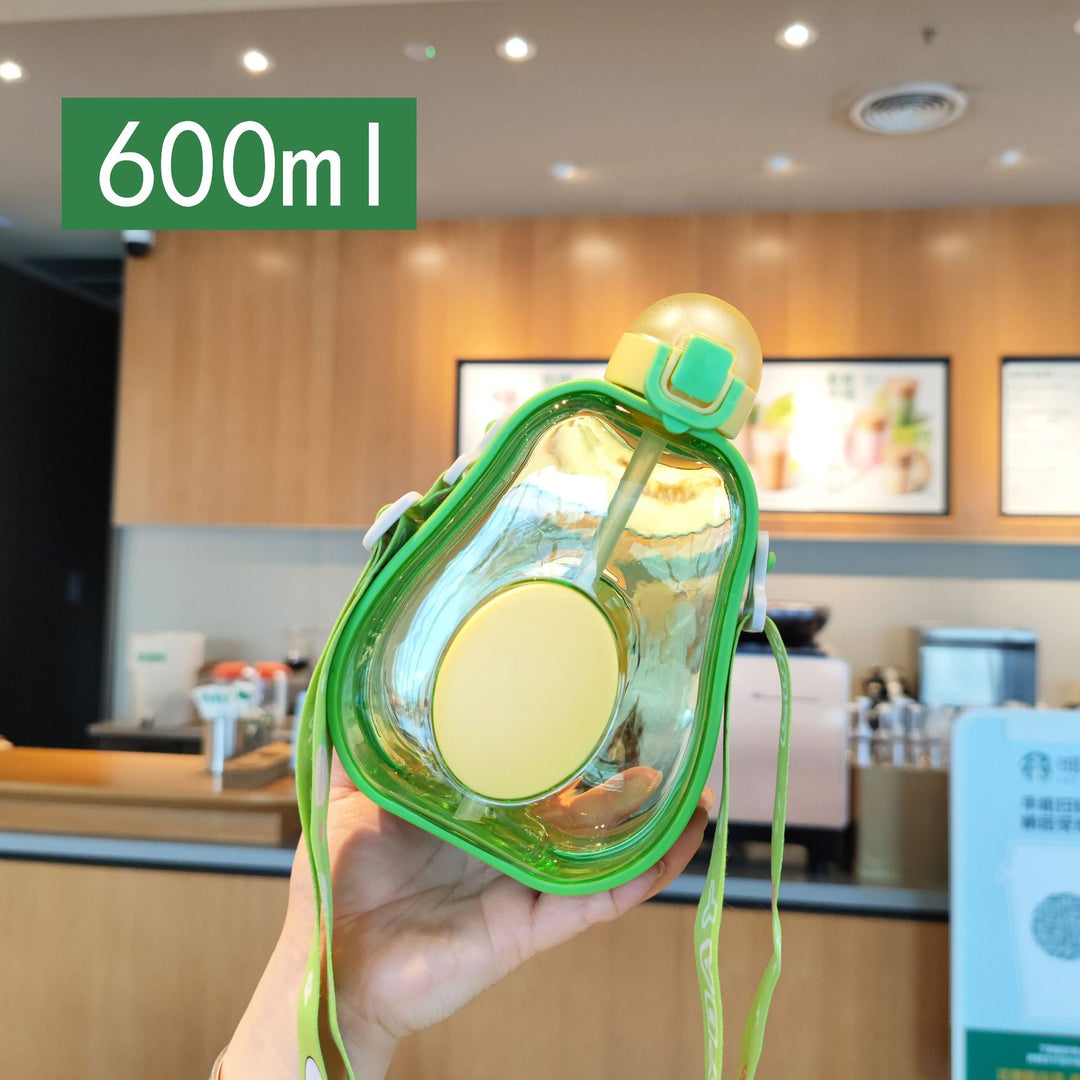 Women's creative avocado water bottle with carrying strap Bowlift