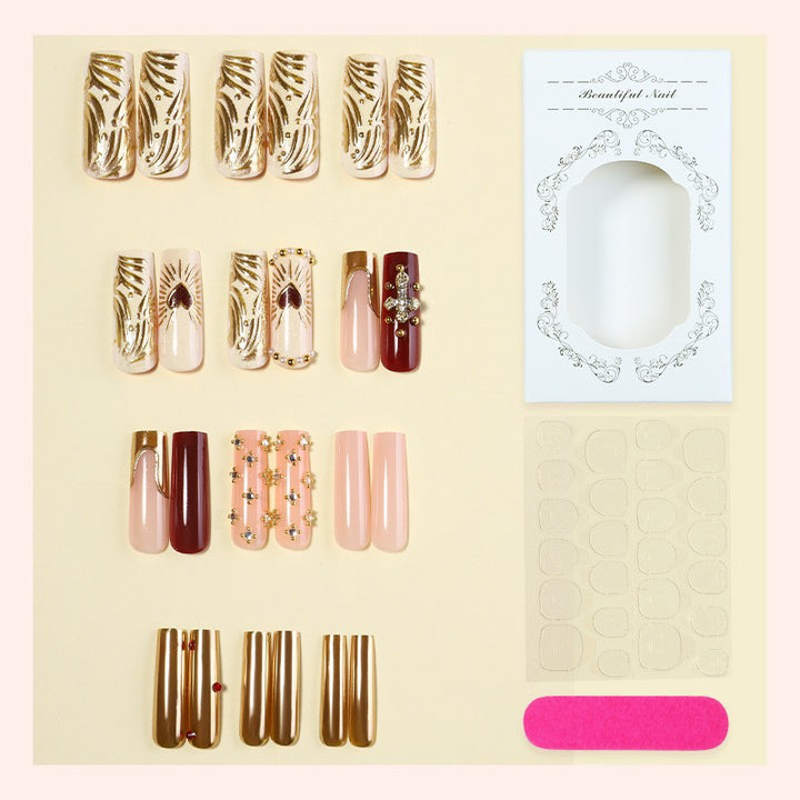 Decorative Press-On Nail Art Set with Elegant Embellishments Bowlift