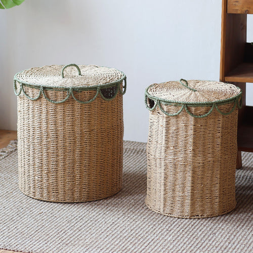 Handmade storage basket with lid Bowlift