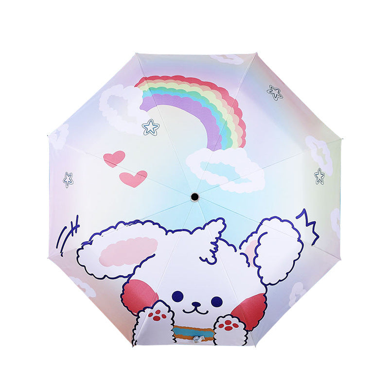 Women's Folding Umbrella with Cute Animal Motif and Windproof Design Bowlift