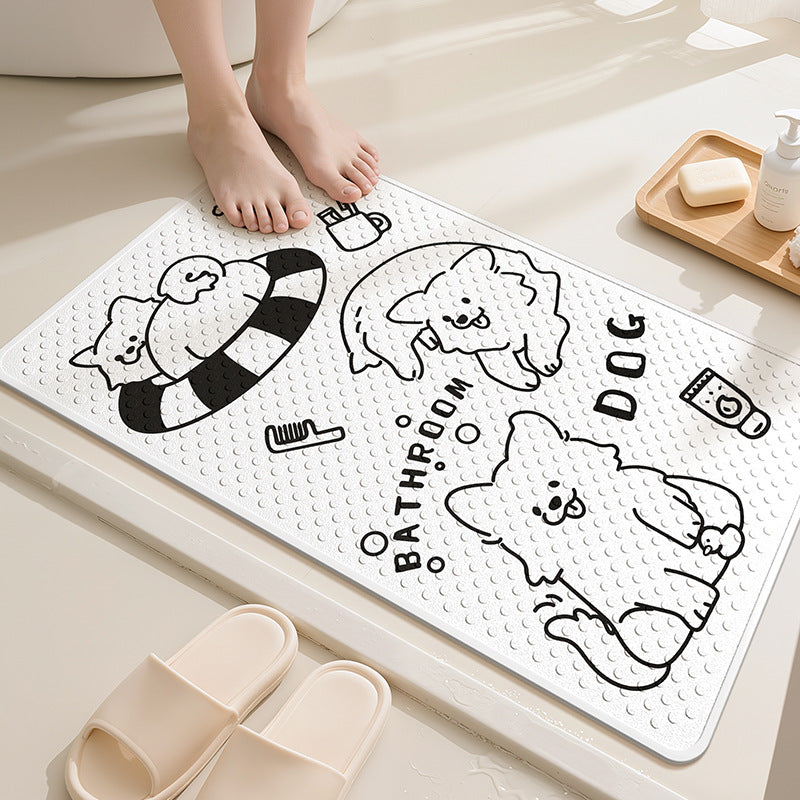 Playful Cartoon Dog Bath Mat Bowlift
