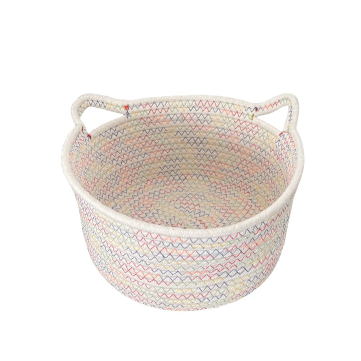 Women's Round Woven Storage Basket with Practical Handles Bowlift