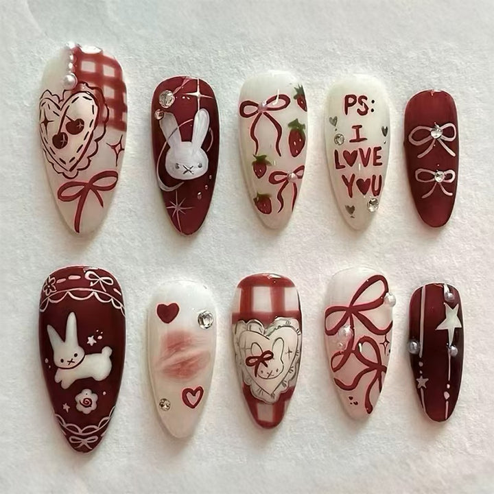 Nature-Themed Artistic Press-On Nail Set Bowlift