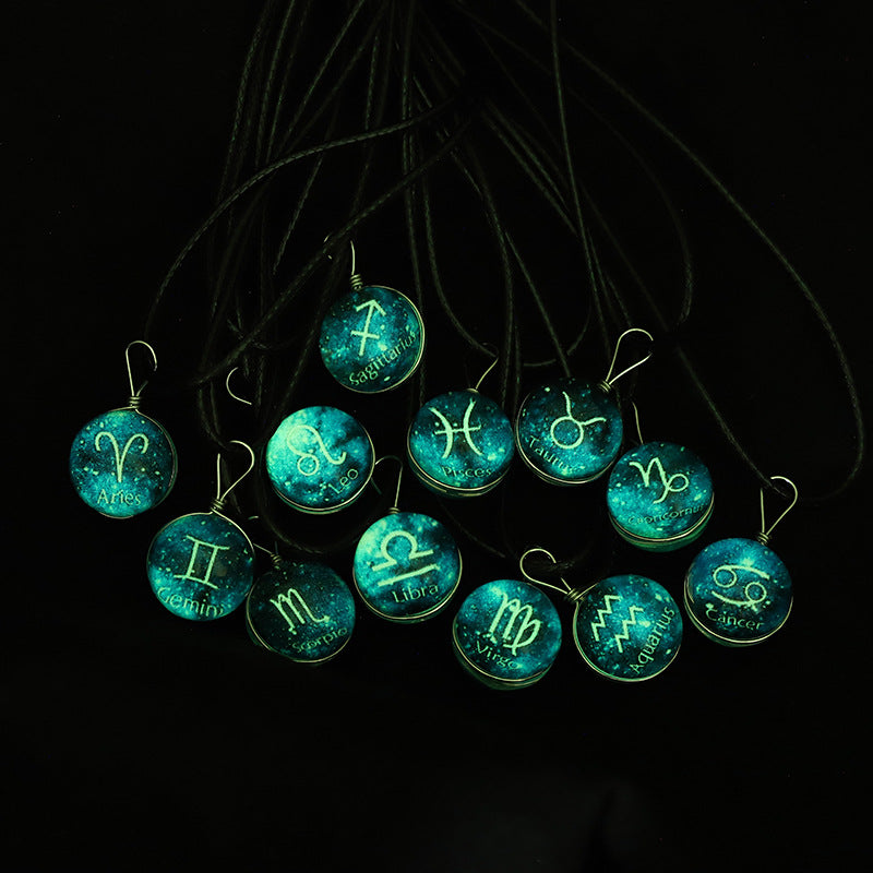 Zodiac Glass Dome Pendant Necklace on Braided Cord Bowlift