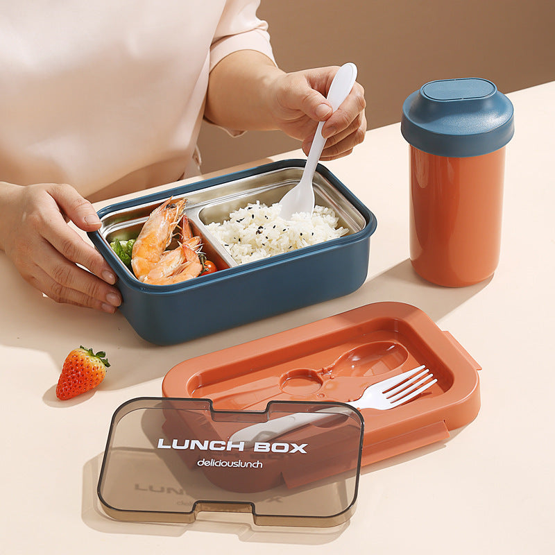 Multi-Layered Insulated Bento Lunch Box with Built-in Utensils