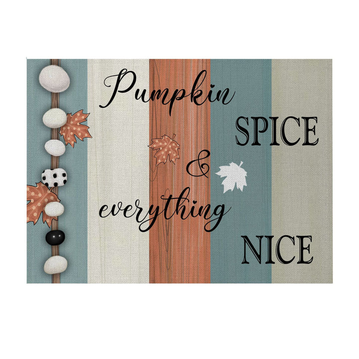 Vertical Striped Decorative Outdoor Garden Flag with Linen-Texture Seasonal Script