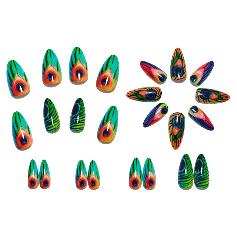 Creative artificial nails with peacock pattern Bowlift