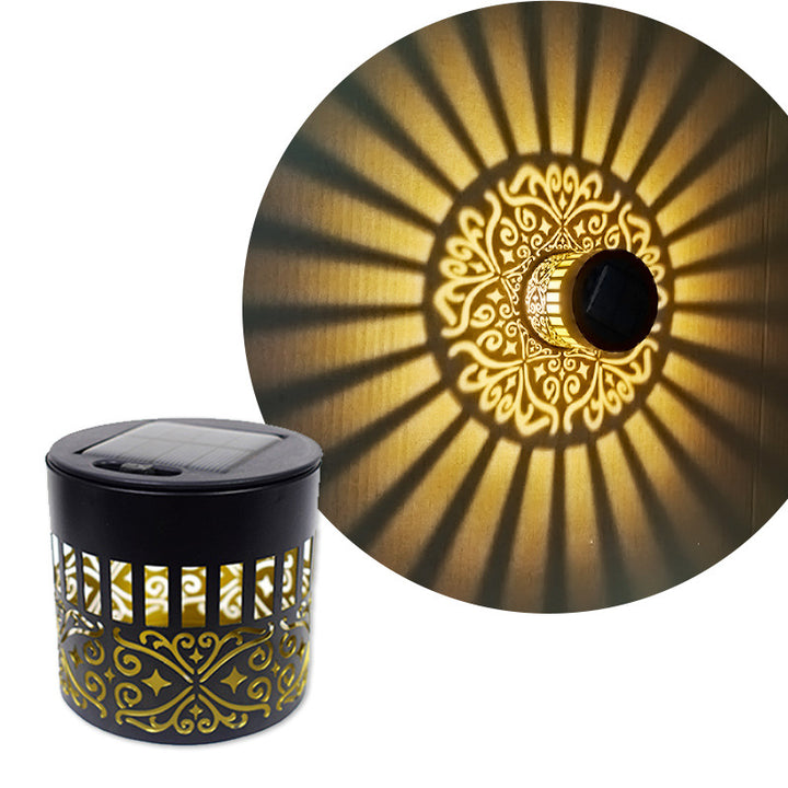 Decorative Solar Wall Lantern With Moroccan Cutout Projection Metal Outdoor Sconce Pair Bowlift