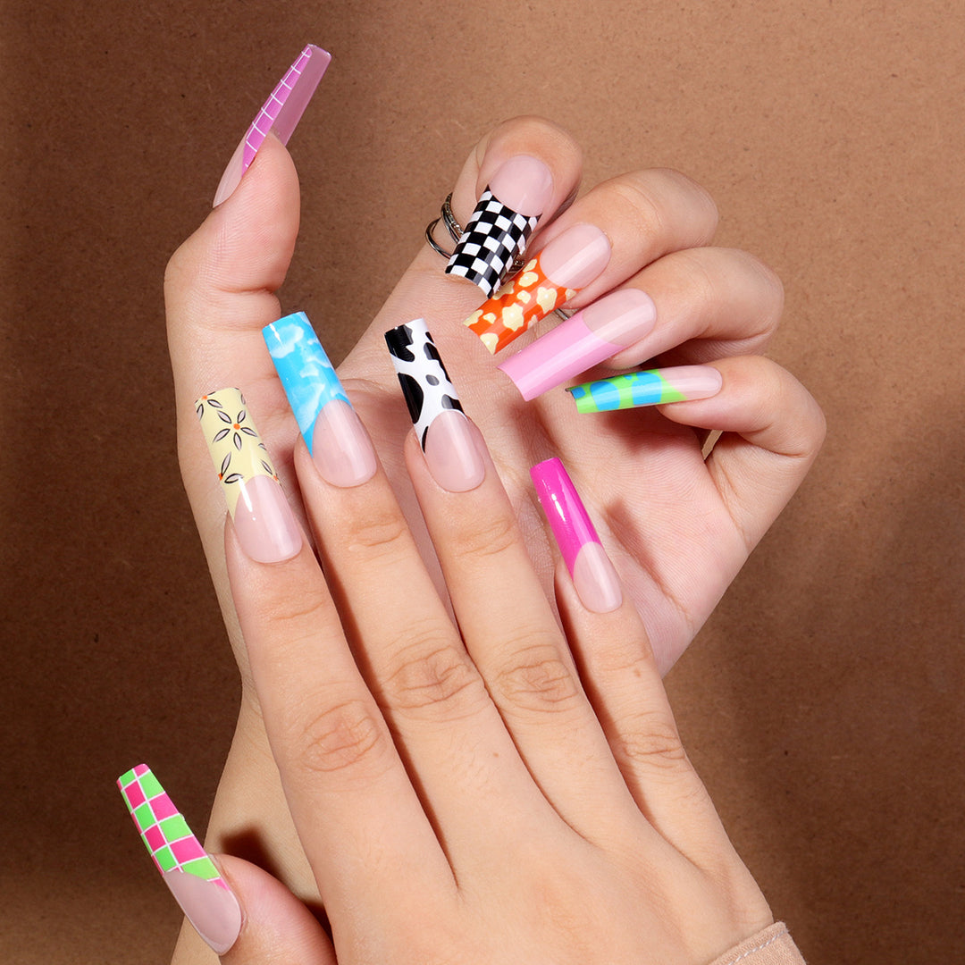 Artistic Geometric Press-On Nails Bowlift