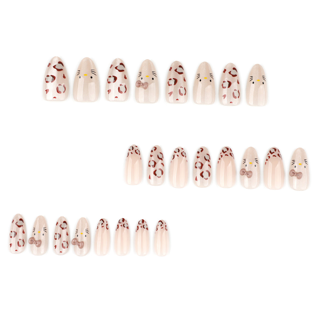 Creative Nail Art with Cute Cat Motif and Glitter Accents Bowlift