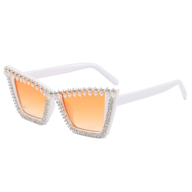Ladies Glamorous Designer Sunglasses with Sparkling Frame Bowlift