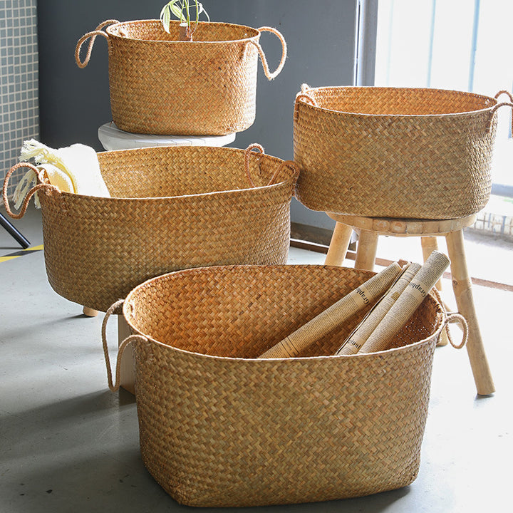 Large Handwoven Storage Basket Bowlift