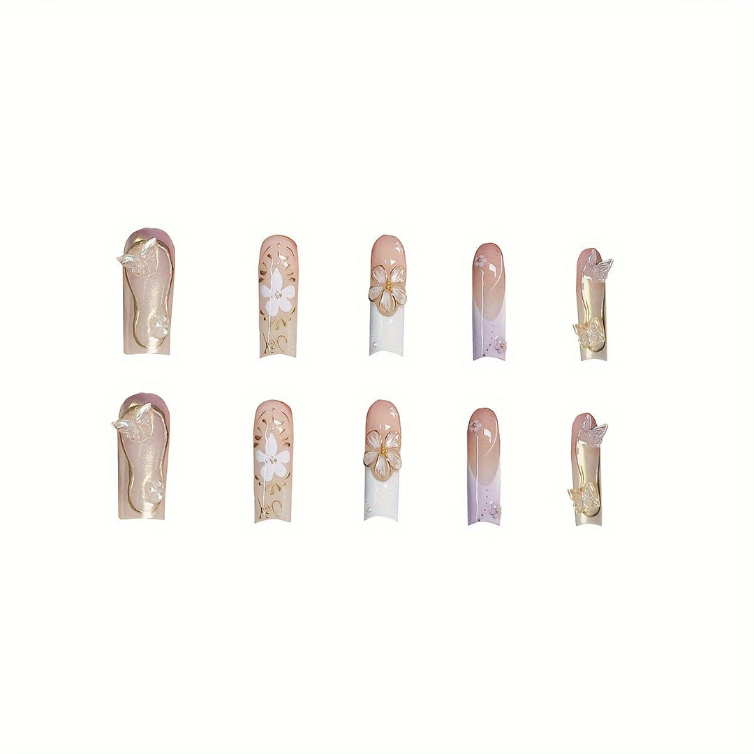 Artistic 3D Butterfly Nail Extensions Bowlift