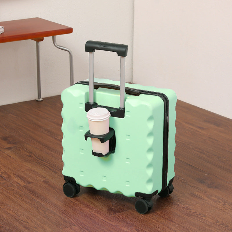 Compact Beverage Holder Rolling Suitcase Bowlift