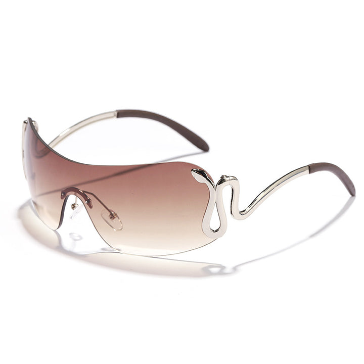 Women's fashionable futuristic sunglasses with curved frame Bowlift