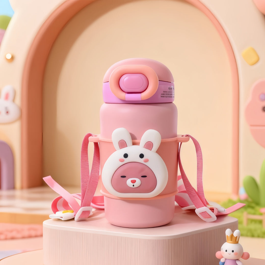 Women Insulated Water Bottle with Cute Rabbit Design Bowlift