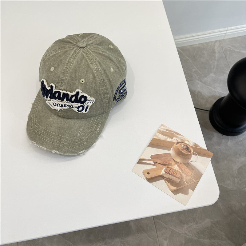 Men's Distressed Vintage-Inspired Baseball Cap Bowlift