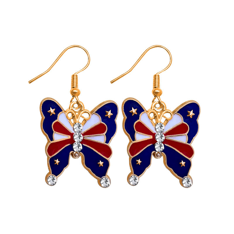 Women's earrings in flip-flop design with crystal embellishment and enamel flag motif Bowlift
