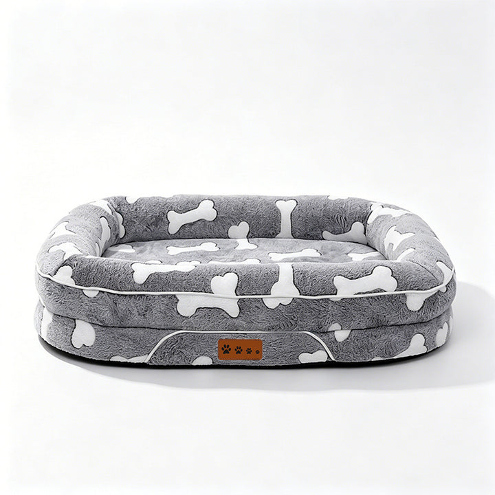 Plush Heart-Patterned Dog Bed