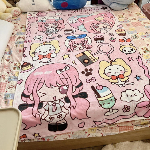 Cute Cartoon-Themed Soft Fleece Blanket