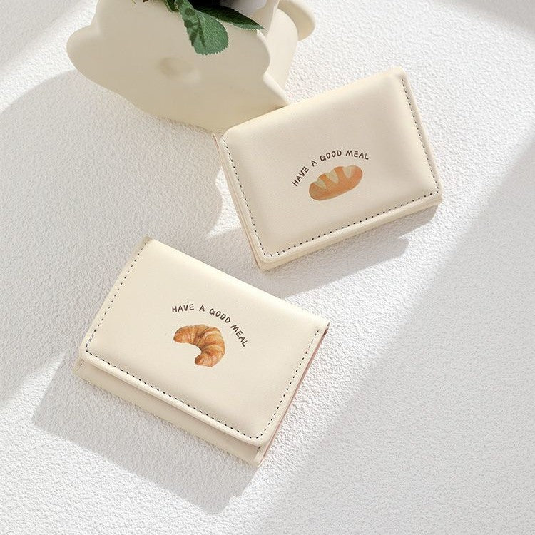 Croissant-Themed Leather Mini Wallet Bowlift