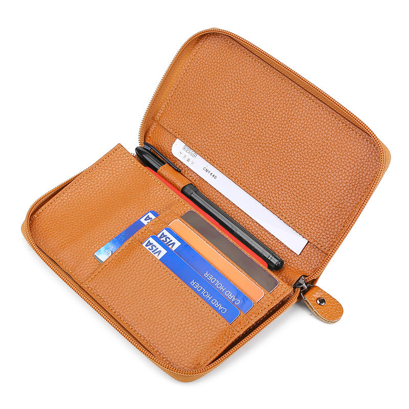Elegant Zippered Leather Passport Holder