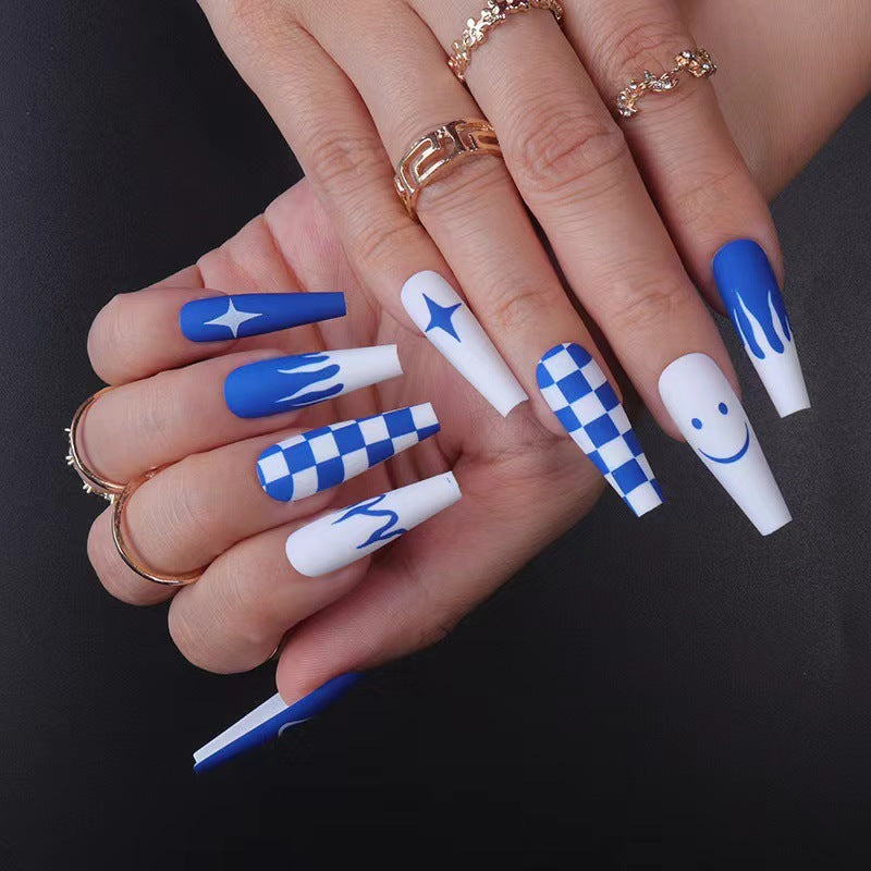 Artificial nail set with creative geometric design Bowlift