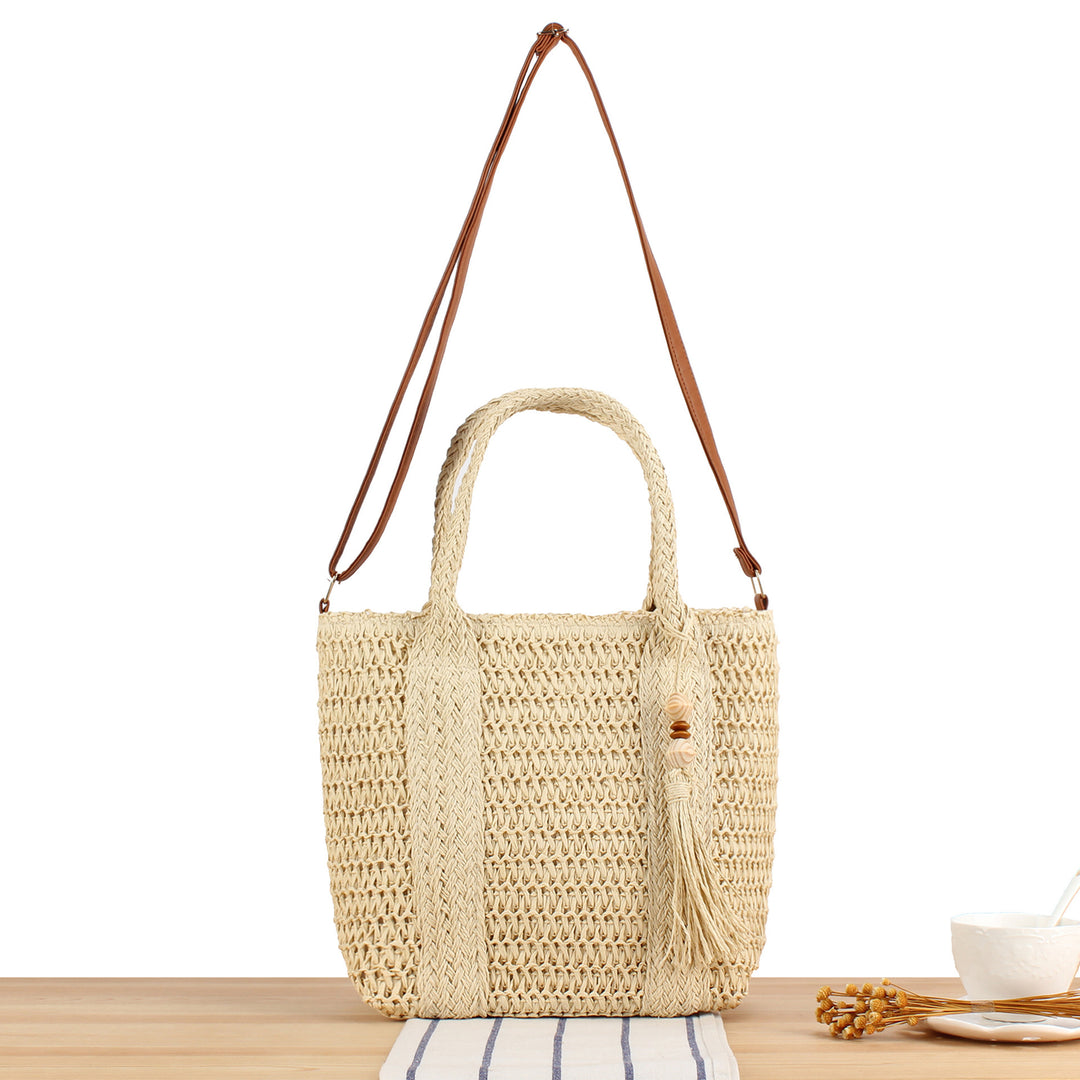 Handbag with Woven Design and Removable Shoulder Strap Bowlift