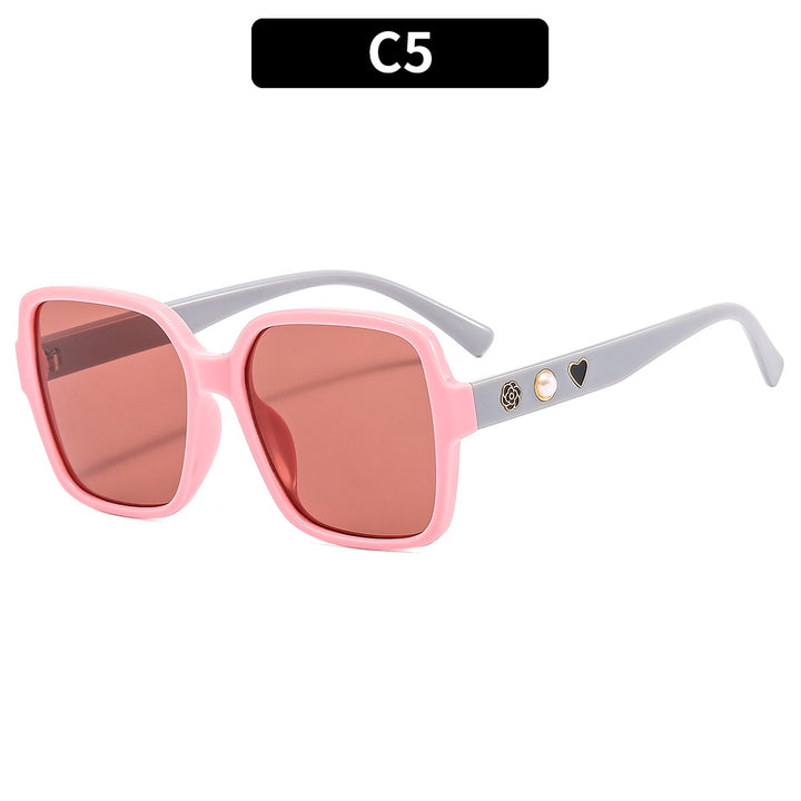 Oversized Square Frame Sunglasses with Decorative Accents
