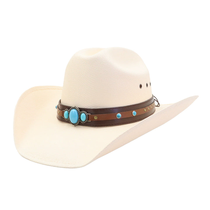 Turquoise Straw Western Hat | Bowlift
