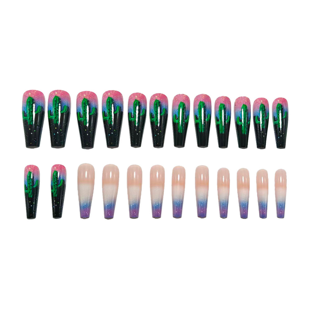 Creative Nail Art with Cactus Design Bowlift