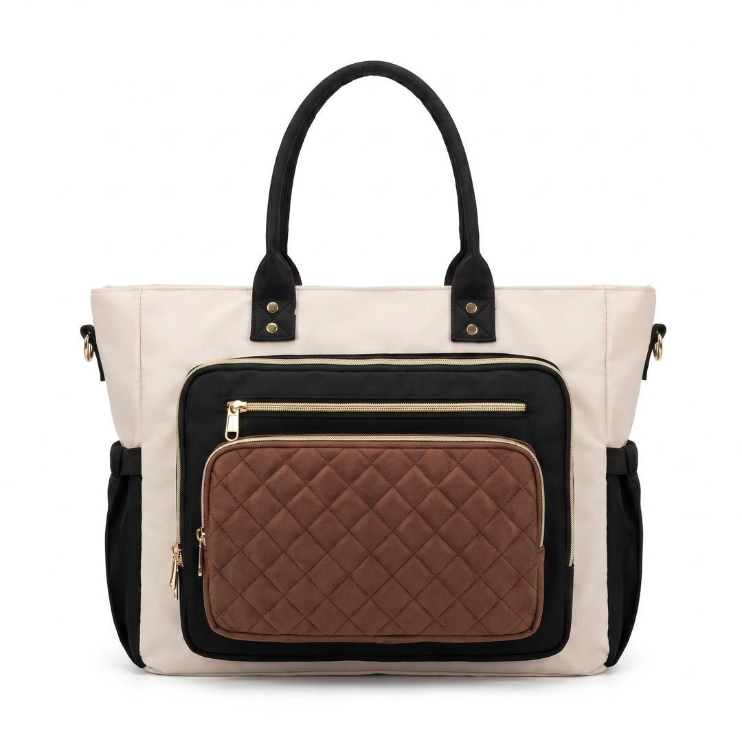 Tote bag with multiple compartments and expandable side pockets Bowlift