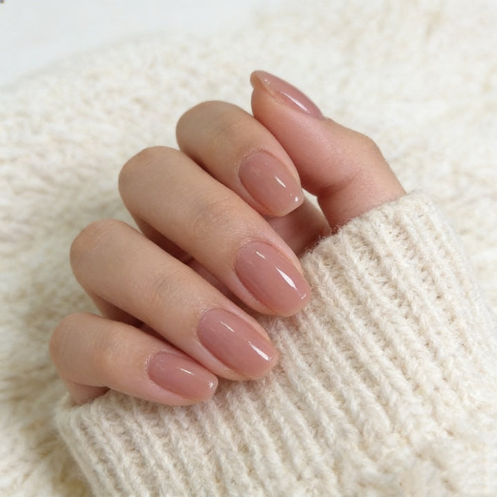 Glossy Natural Press-On Nails Bowlift