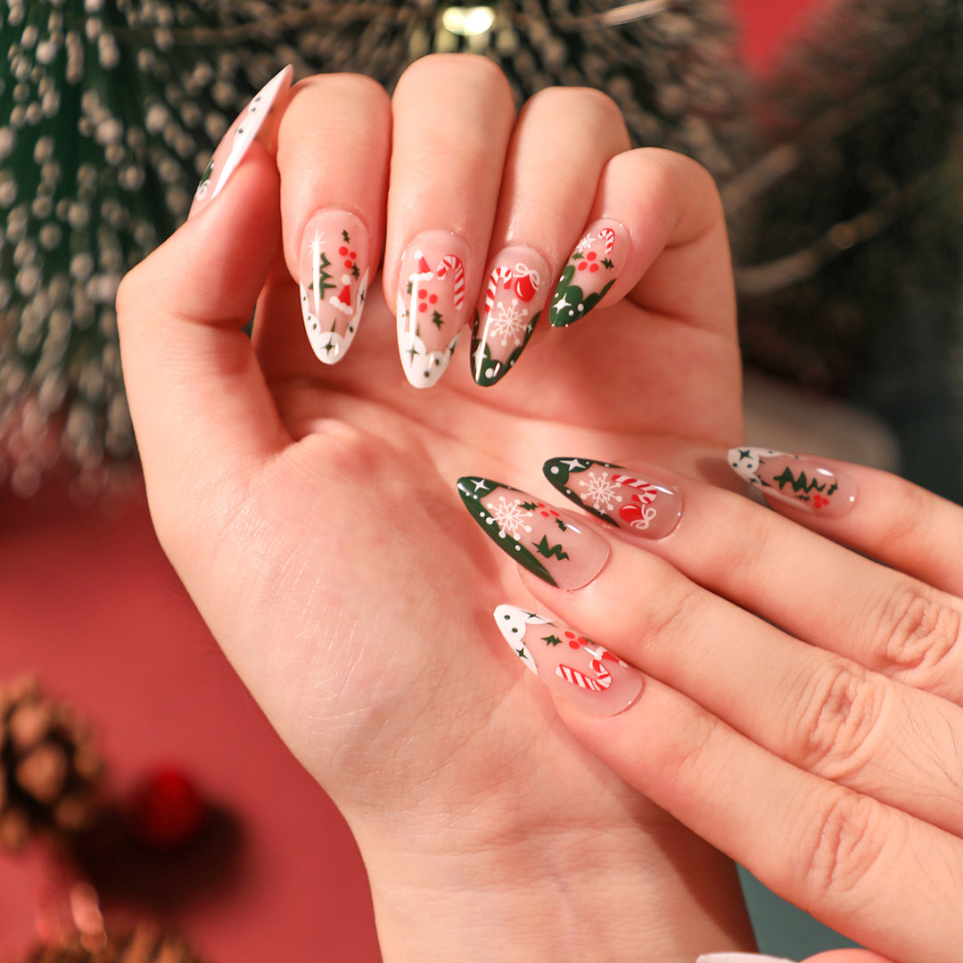 Trendy Christmas Art Gel Nails Bowlift