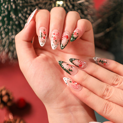 Trendy Christmas Art Gel Nails Bowlift