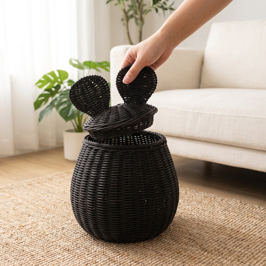 Playful storage basket with lid and ear design Bowlift