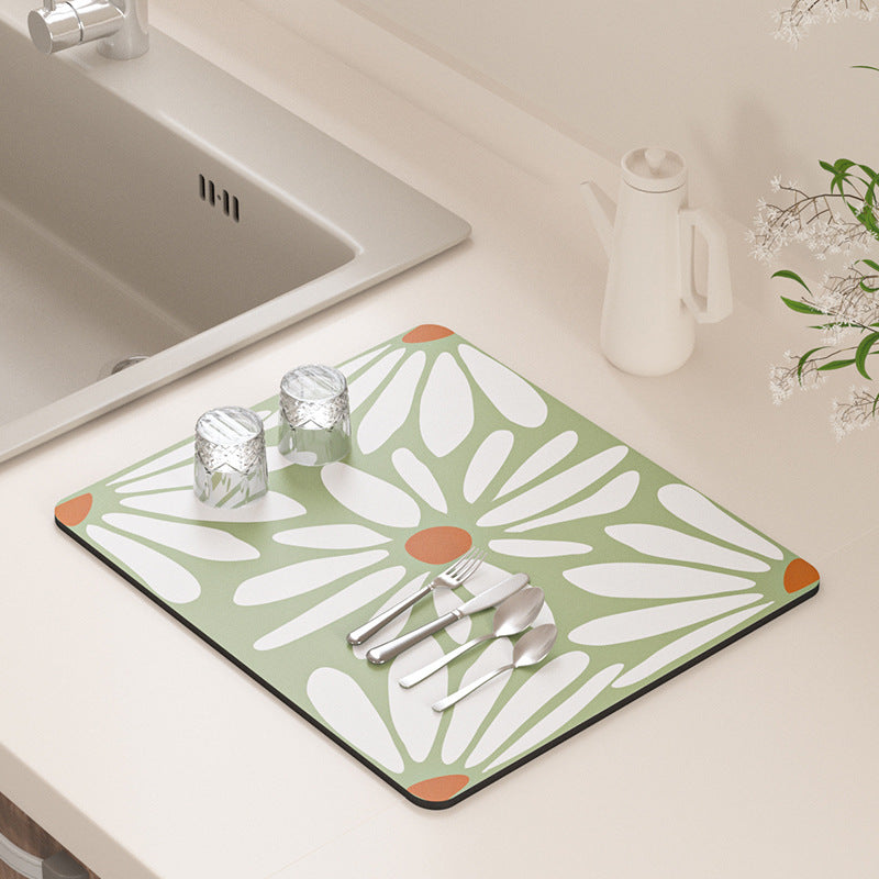 Floral Design Kitchen Drying Mat