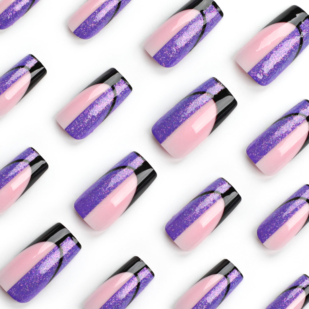 Artful nail extensions with glamorous color gradient and glitter details Bowlift