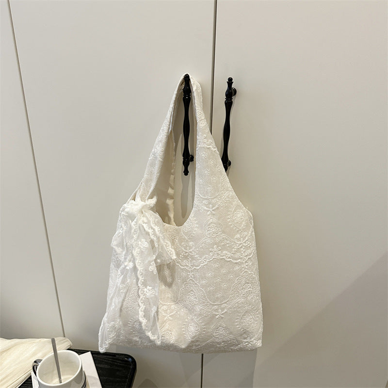 Elegant Lace-Trimmed Shoulder Bag Bowlift