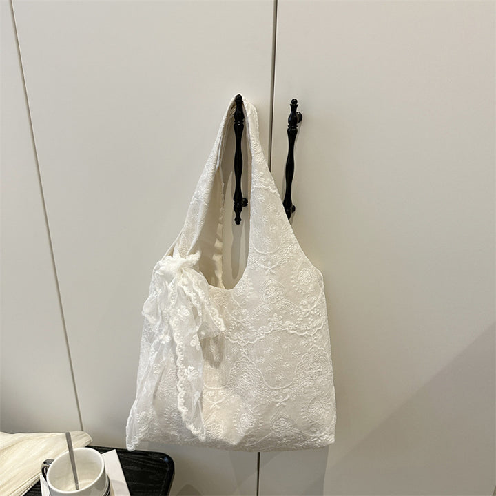 Elegant Lace-Trimmed Shoulder Bag Bowlift