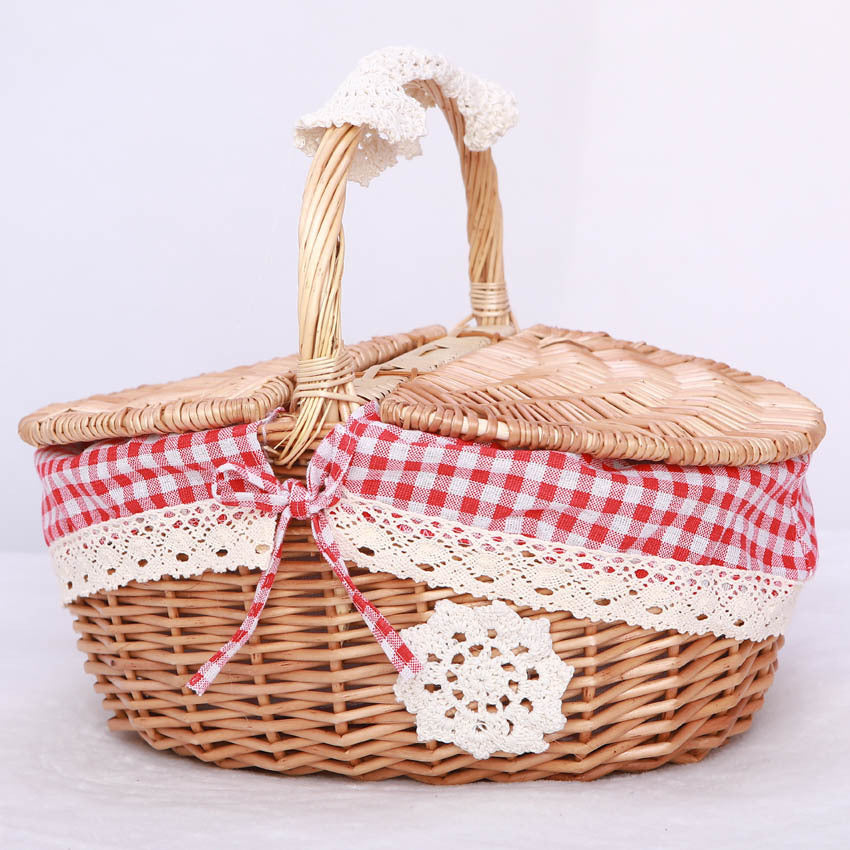 Women braided storage basket with decorative inner lining Bowlift