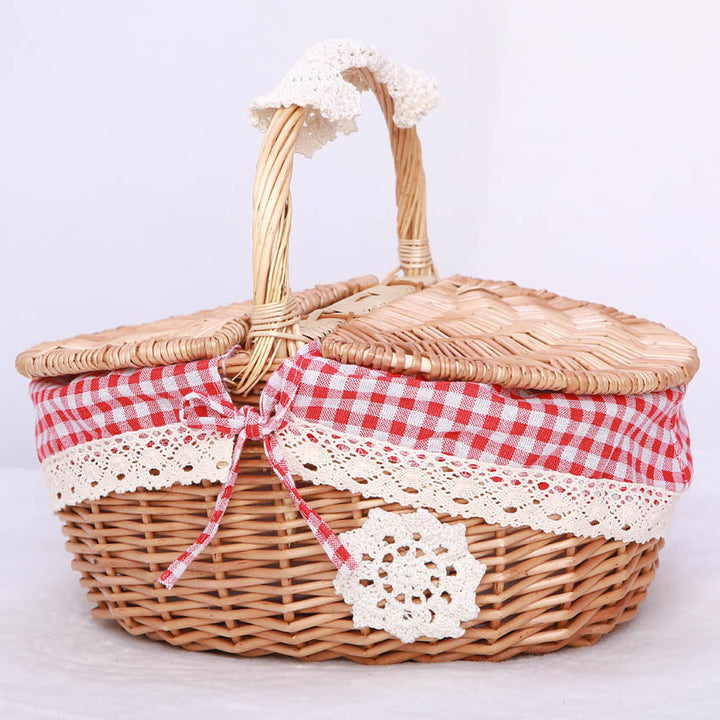 Women braided storage basket with decorative inner lining Bowlift