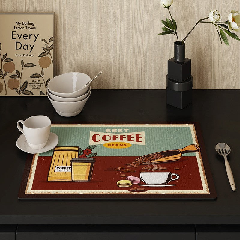 Vintage Coffee-Themed Table Mat